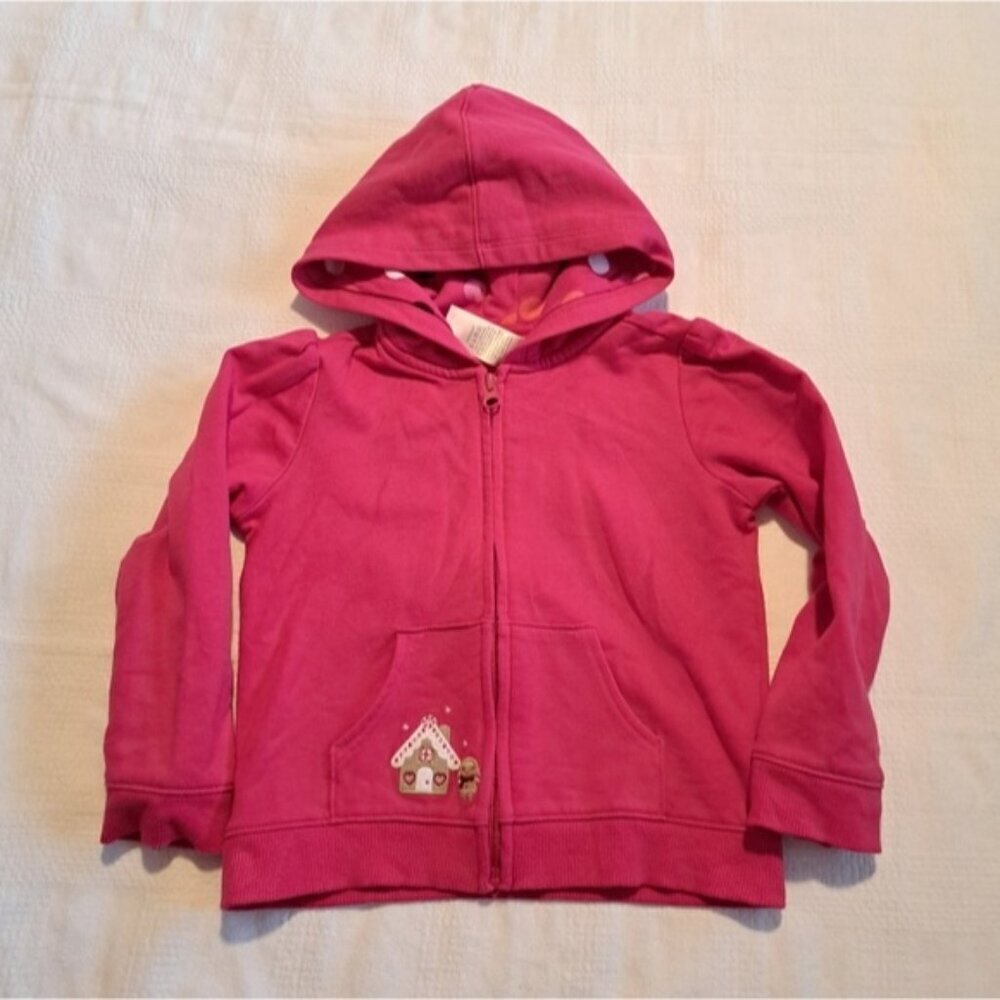 Gymboree girls size 4T pink Winter Wonderland zip up sweatshirt, gingerbread